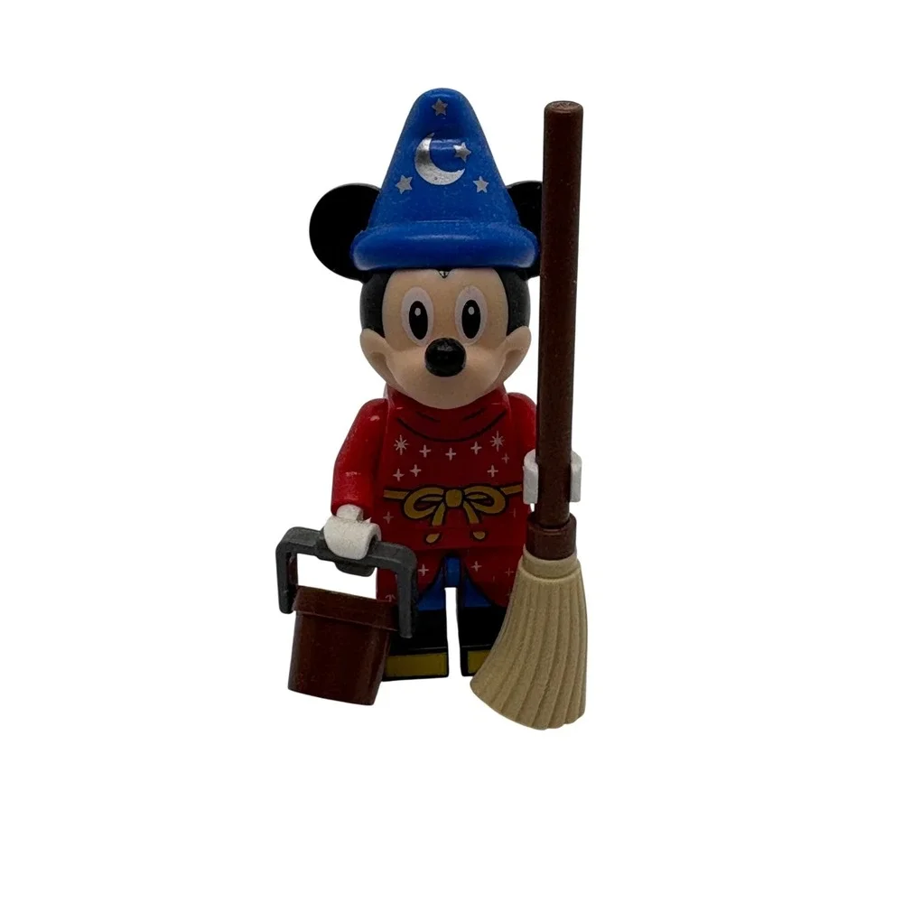 Disney Fantasia Sorcerer Mickey Mouse Minifigure with Broom and Bucket Accessory